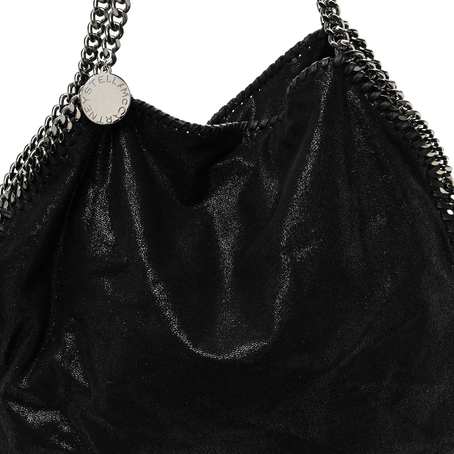 Metallic Shaggy Deer Falabella Fold Over Tote  Black
