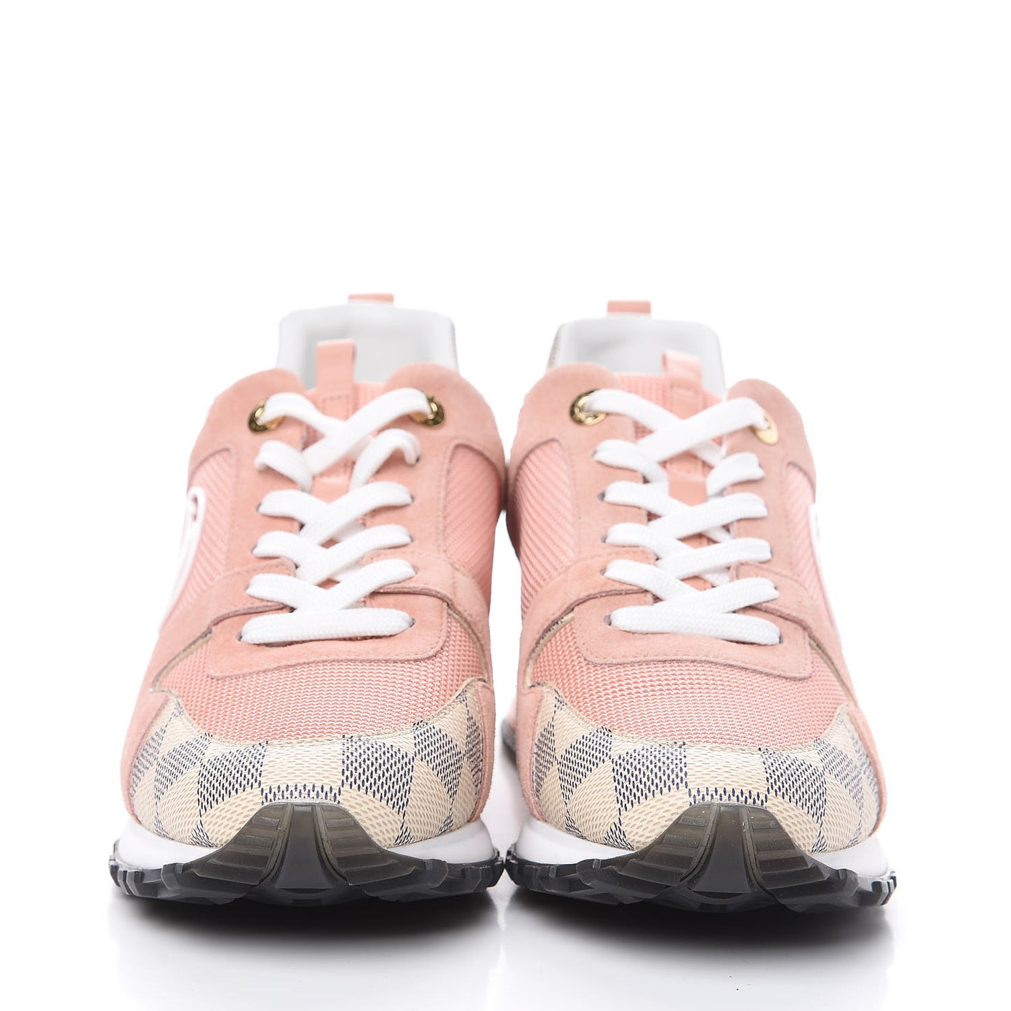 Suede Damier Azur Run Away Sneakers 39 Pink
