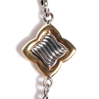 David Yurman Sterling Silver 18K Yellow Gold Quatrefoil Pearl 14mm Station Necklace 3 of 5