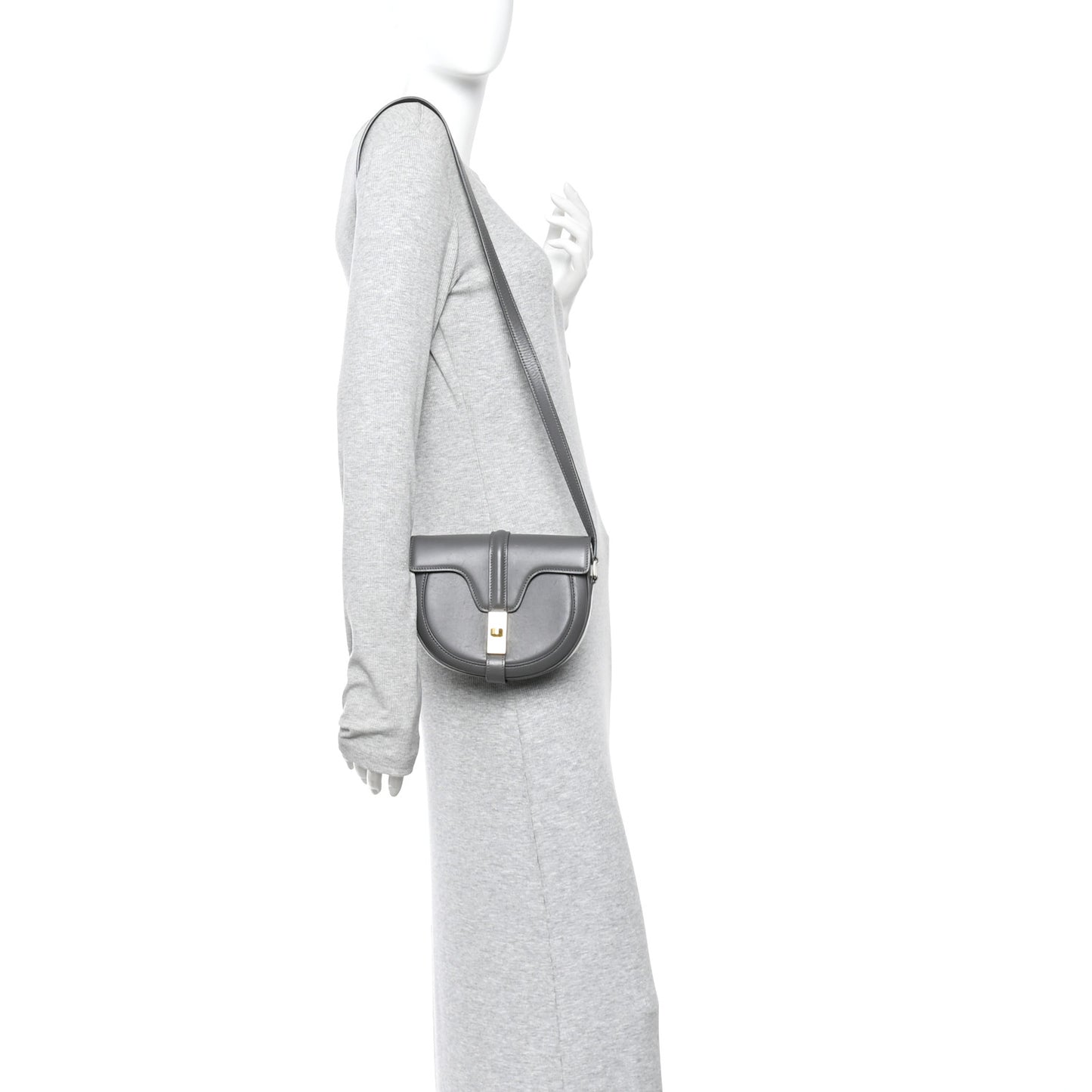 Satinated Calfskin Besace Small 16 Grey