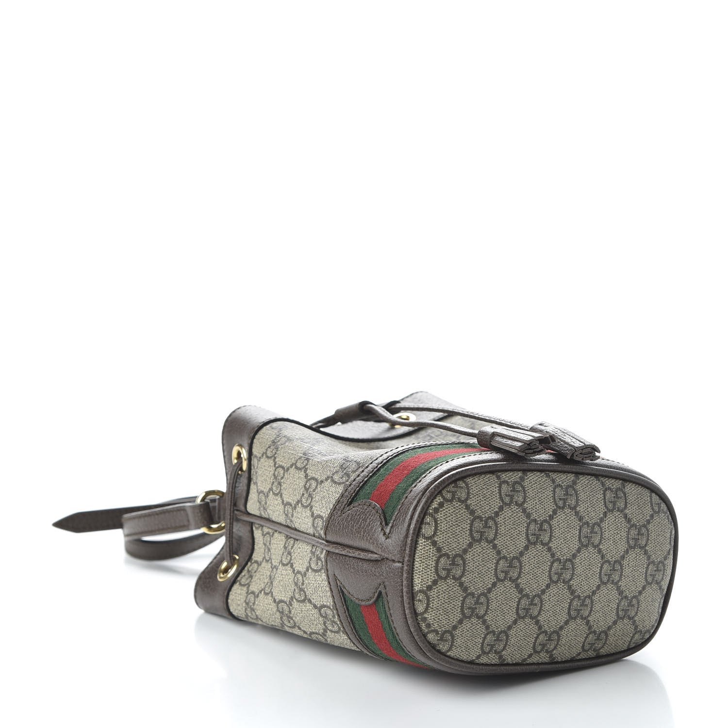 Gucci GG Supreme Monogram Web Mini Ophidia Bucket Bag Brown 4 of 11