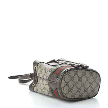 Gucci GG Supreme Monogram Web Mini Ophidia Bucket Bag Brown 4 of 11