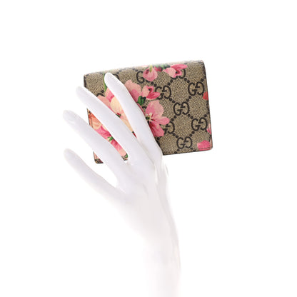 Gucci GG Supreme Monogram Blooms Card Case Wallet Beige Multicolor Dry Rose 2 of 7