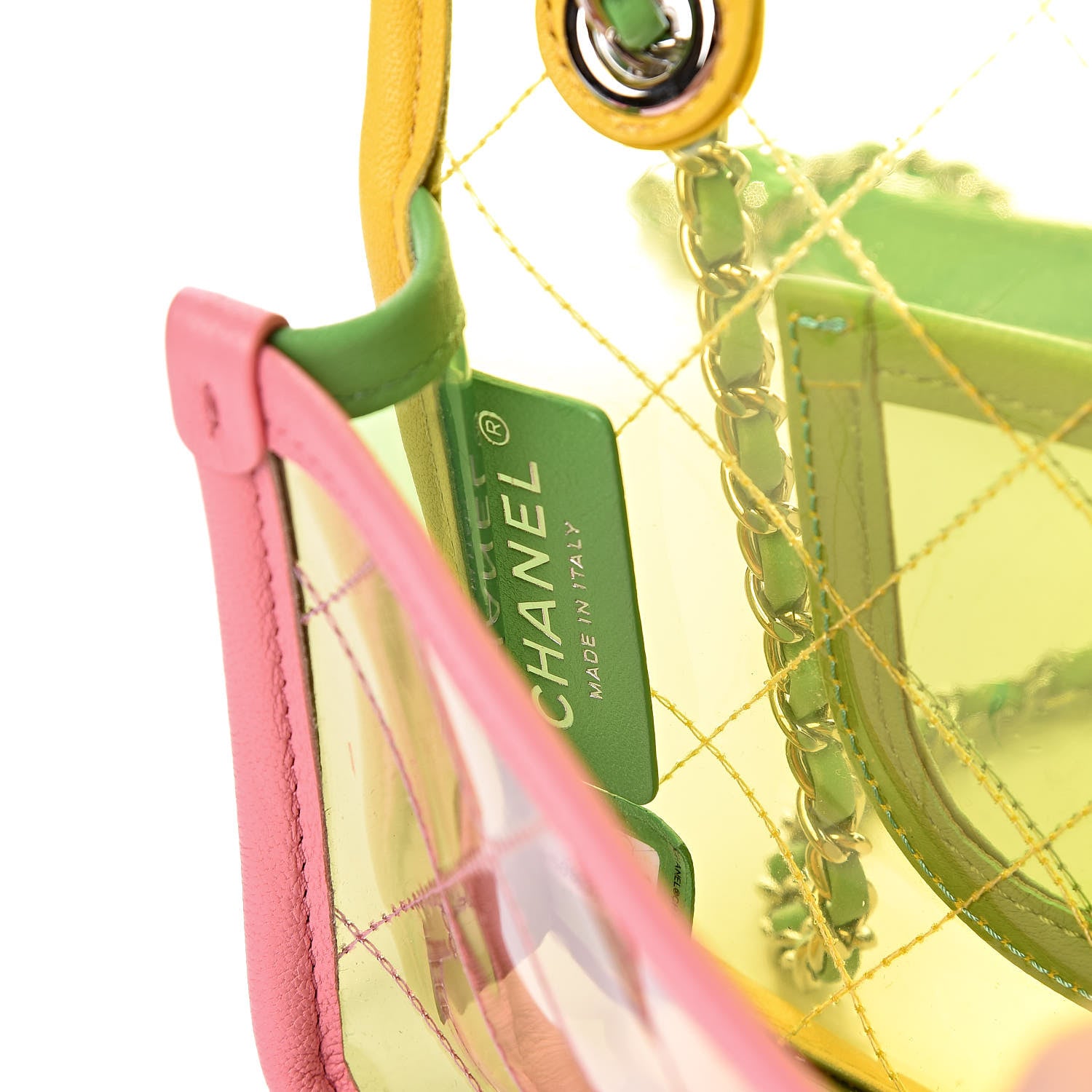 Chanel Lambskin PVC Quilted Mini Coco Splash Flap Yellow Green Pink 6 of 11