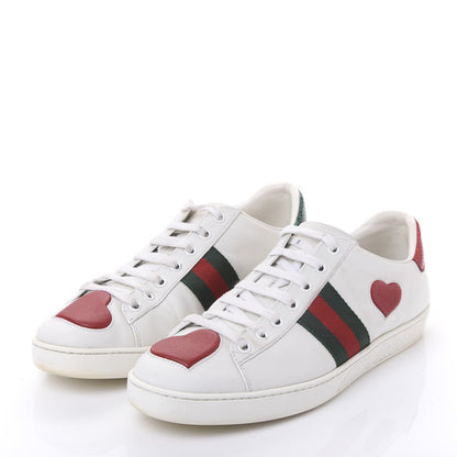 Gucci Calfskin Web Heart Embroidered Womens Ace Sneakers 40 White 3 of 11