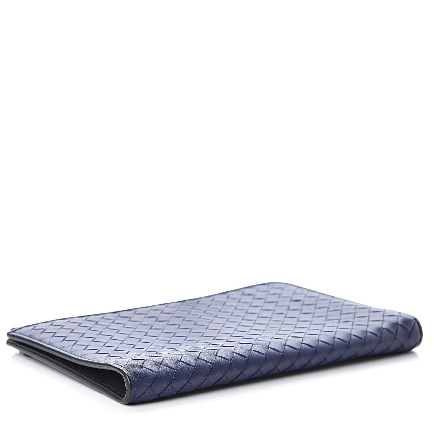 Bottega Veneta Nappa Intrecciato Flat Zip Pouch Navy Black 4 of 8