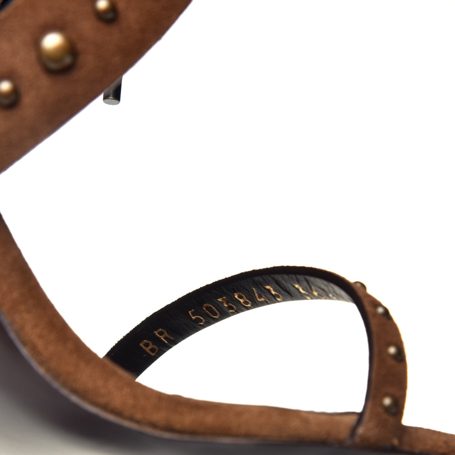Saint Laurent Suede Studded Iris Sandal Pumps 36.5 Brown 7 of 8