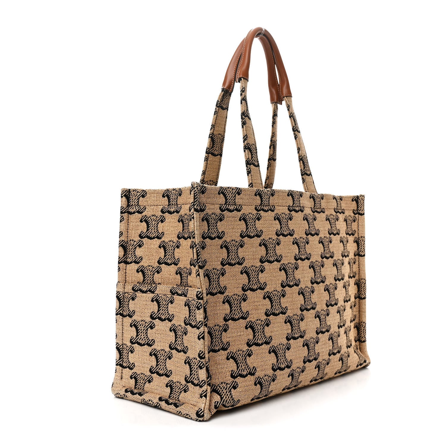Celine Canvas Calfskin Triomphe Large Cabas Thais Natural Tan 3 of 12