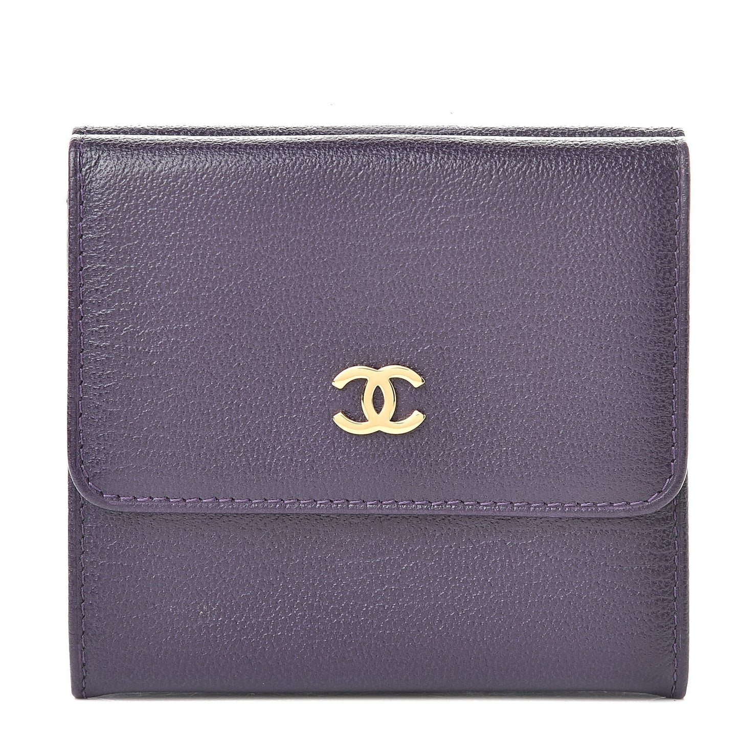 Goatskin Compact Double Sided Wallet Purple