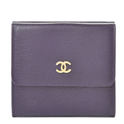 Chanel Goatskin Compact Double Sided Wallet Purple 1 of 12