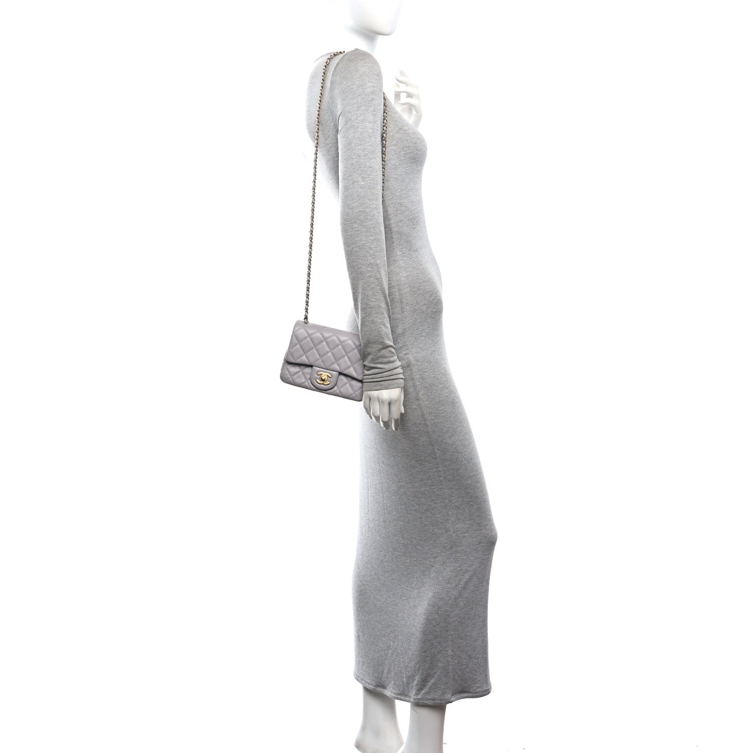 Chanel Lambskin Quilted Mini Pearl Crush Flap Light Grey 2 of 11