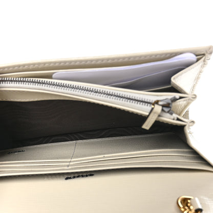 Gucci Azalea Calfskin GG Monogram Bi-Color Debossed Diana Chain Wallet Emerald Stone Topaz Mystic White 5 of 11