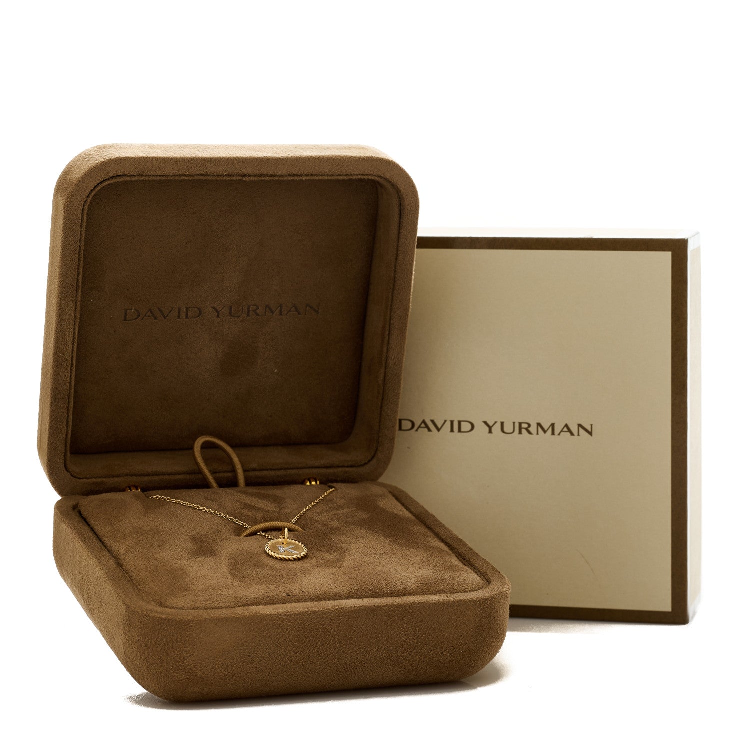 David Yurman 18K Yellow Gold Diamond Initial K Charm Pendant Necklace 6 of 6