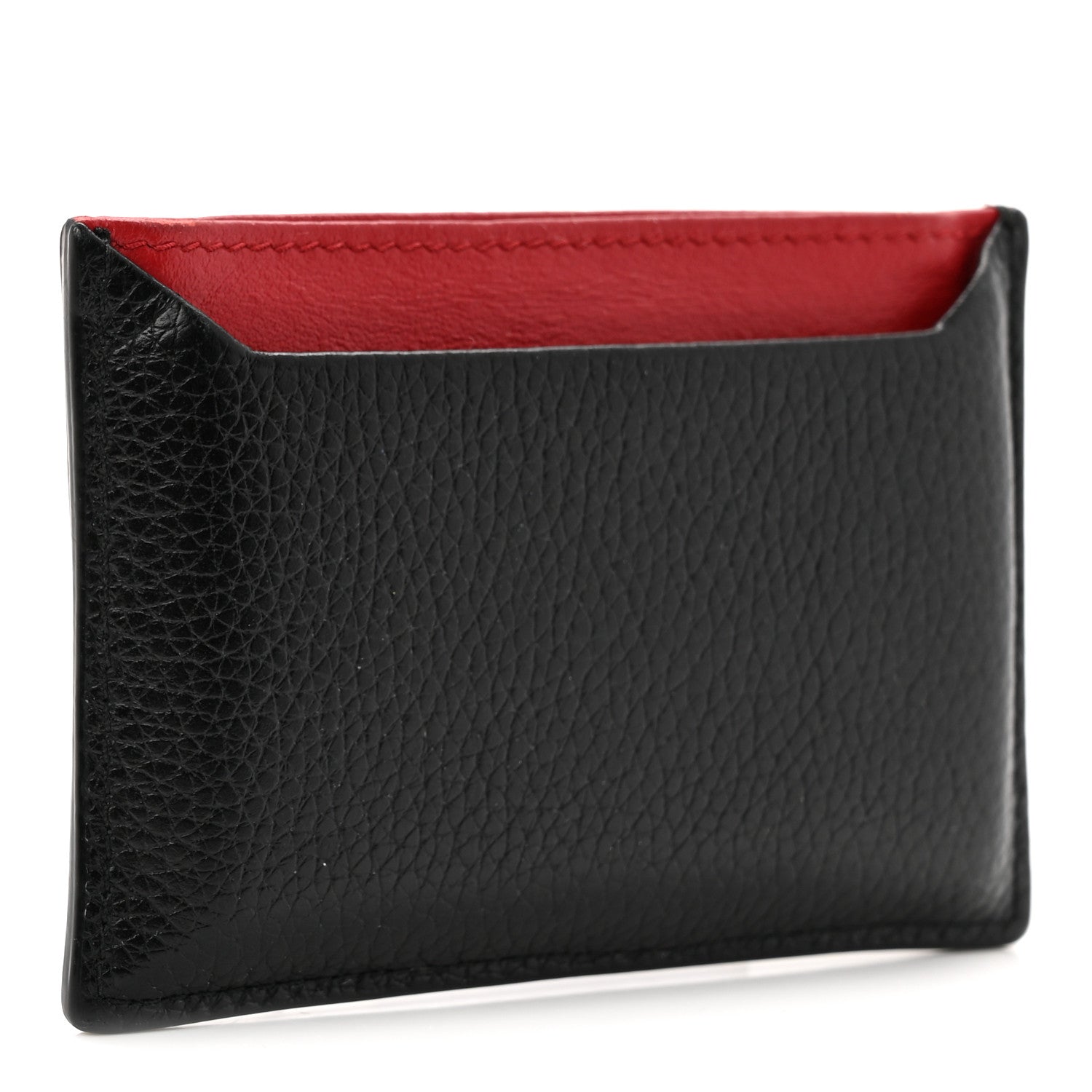Prada Vitello Grain Metal Card Holder Black Fuoco 3 of 7