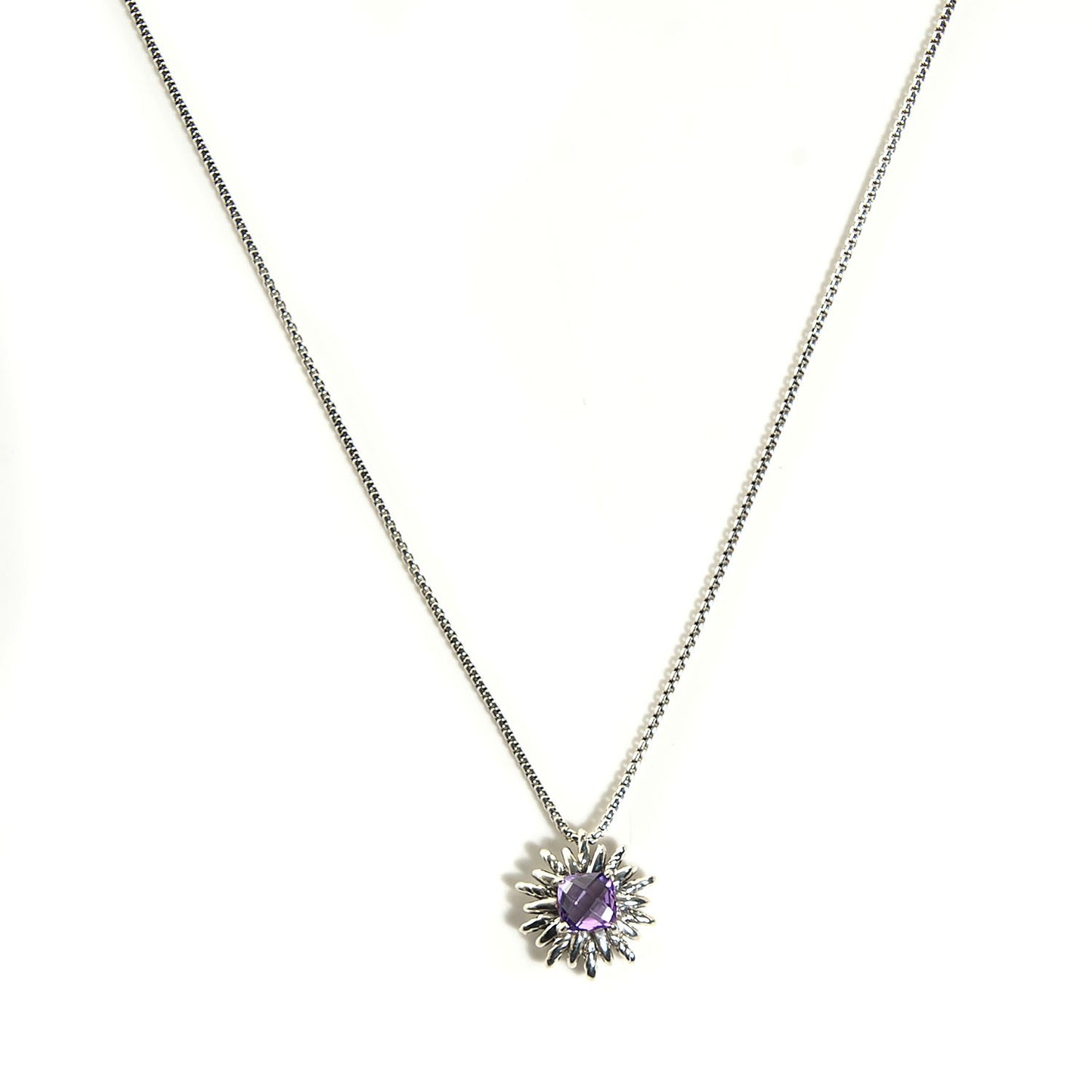 Sterling silver Amethyst Starburst Pendant Necklace