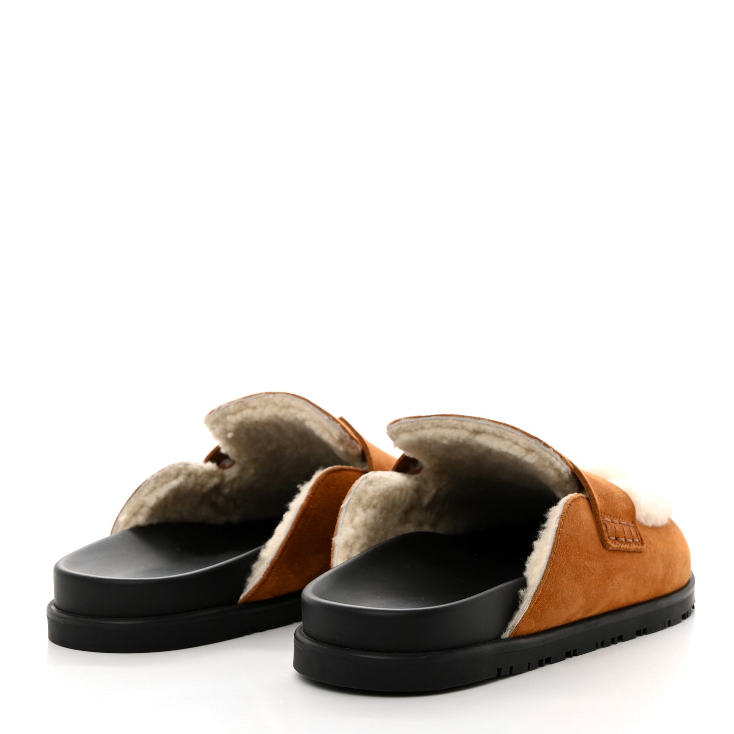 Suede Goatskin Shearling Go Mules 39 Beige Kraft Ecru