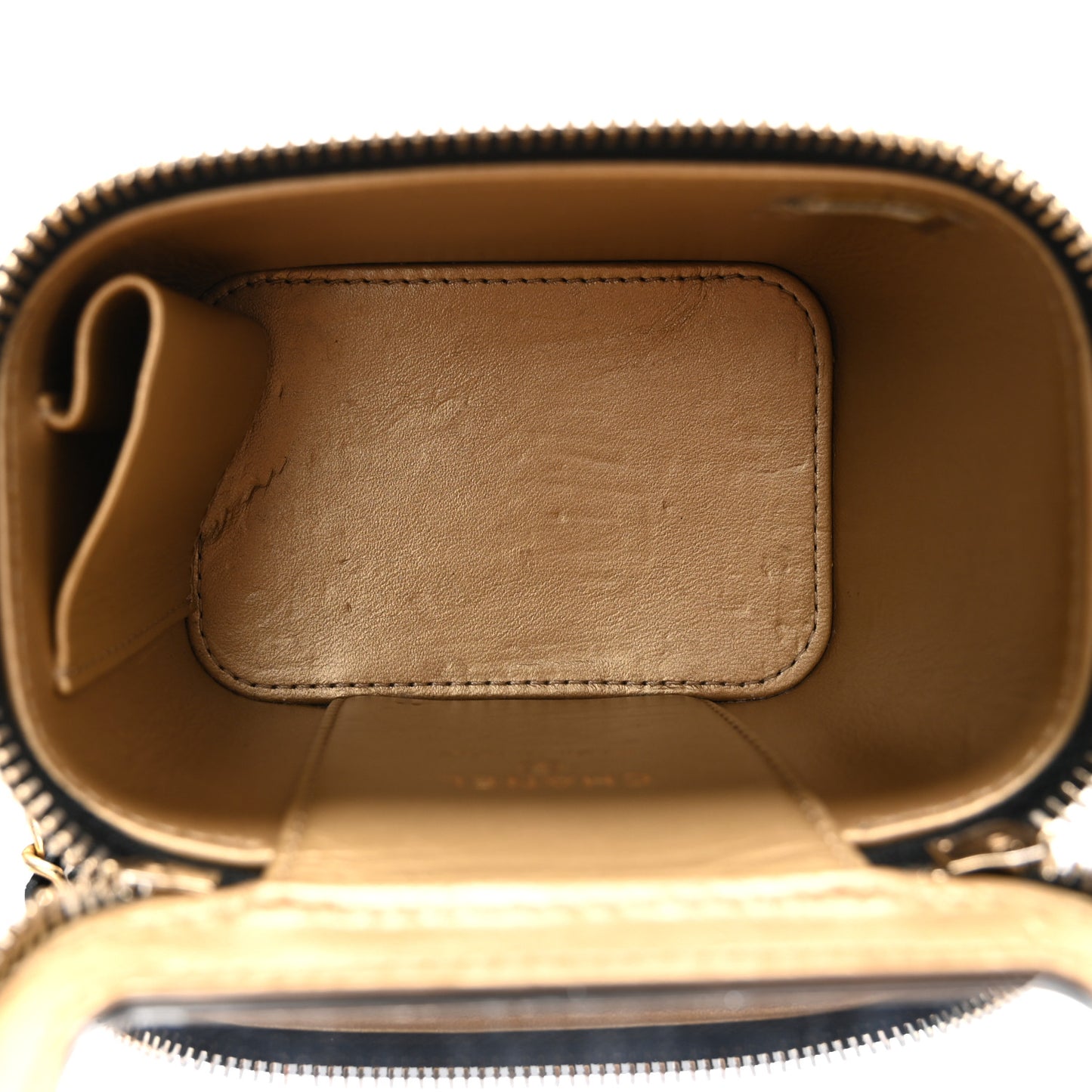 Lambskin Quilted Mini Pearl Crush Vanity Case With Chain Black