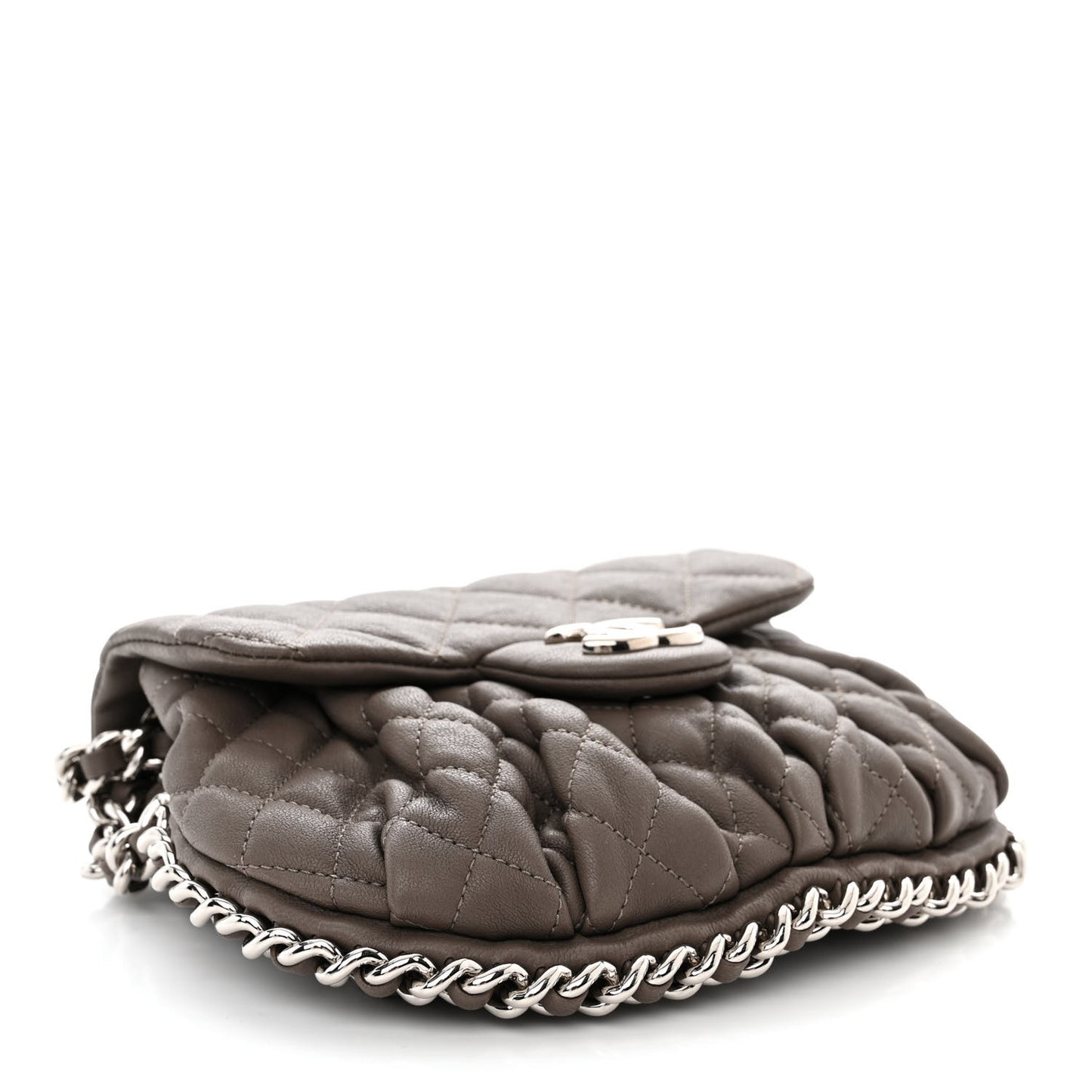 Washed Lambskin Quilted Mini Chain Around Flap Taupe