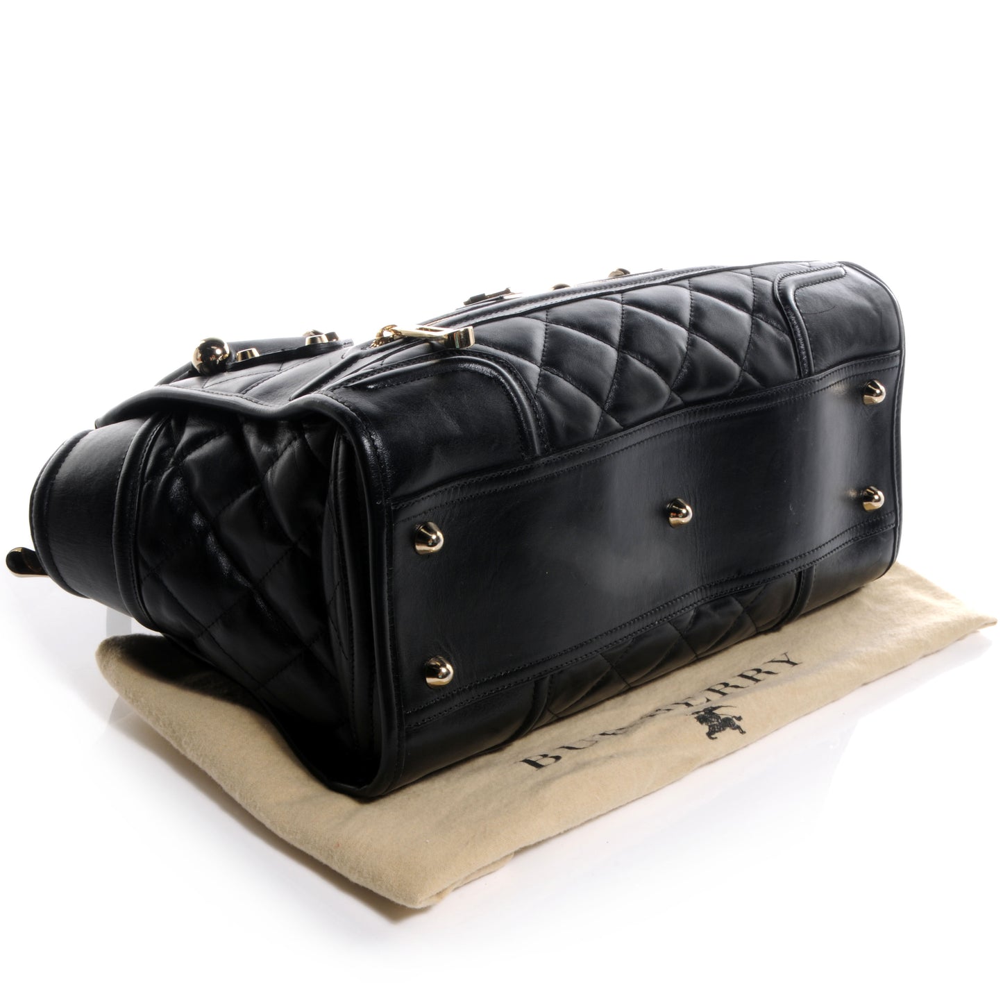 Leather Quilted Large Manor Tote Black