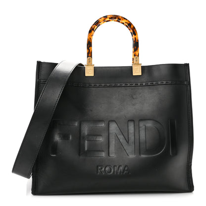 Fendi Vitello King Plexiglass Medium Fendi Sunshine Shopper Tote Black 1 of 9