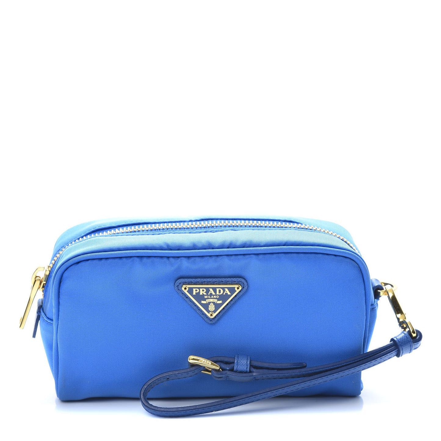 Tessuto Nylon Saffiano Wristlet Azzurro