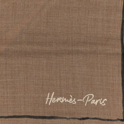 Hermes Cashmere Silk Libre Comme Pegase Shawl 140 Caramel Creme Black 2 of 4