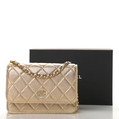 Chanel Metallic Lambskin Quilted Mini Wallet On Chain WOC Gold 11 of 11