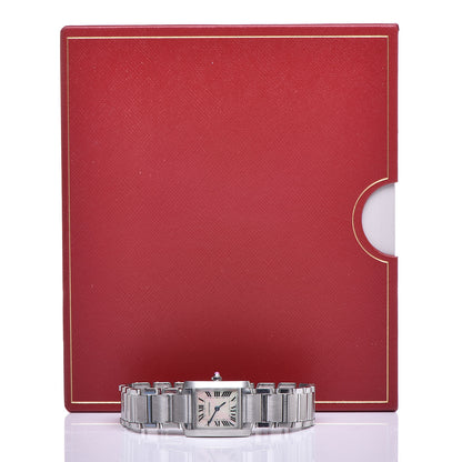 Cartier Stainless Steel Pink Mother of Pearl 20mm Tank Francaise Quartz Watch 7 of 7