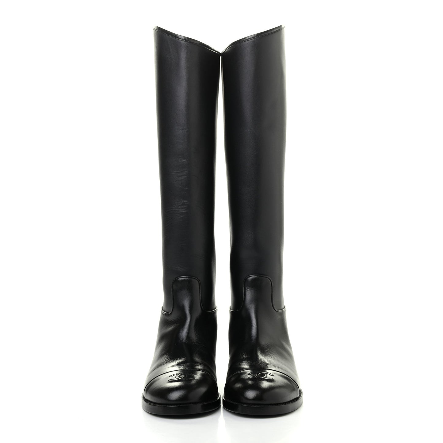 Calfskin CC High Boots 37.5 Black