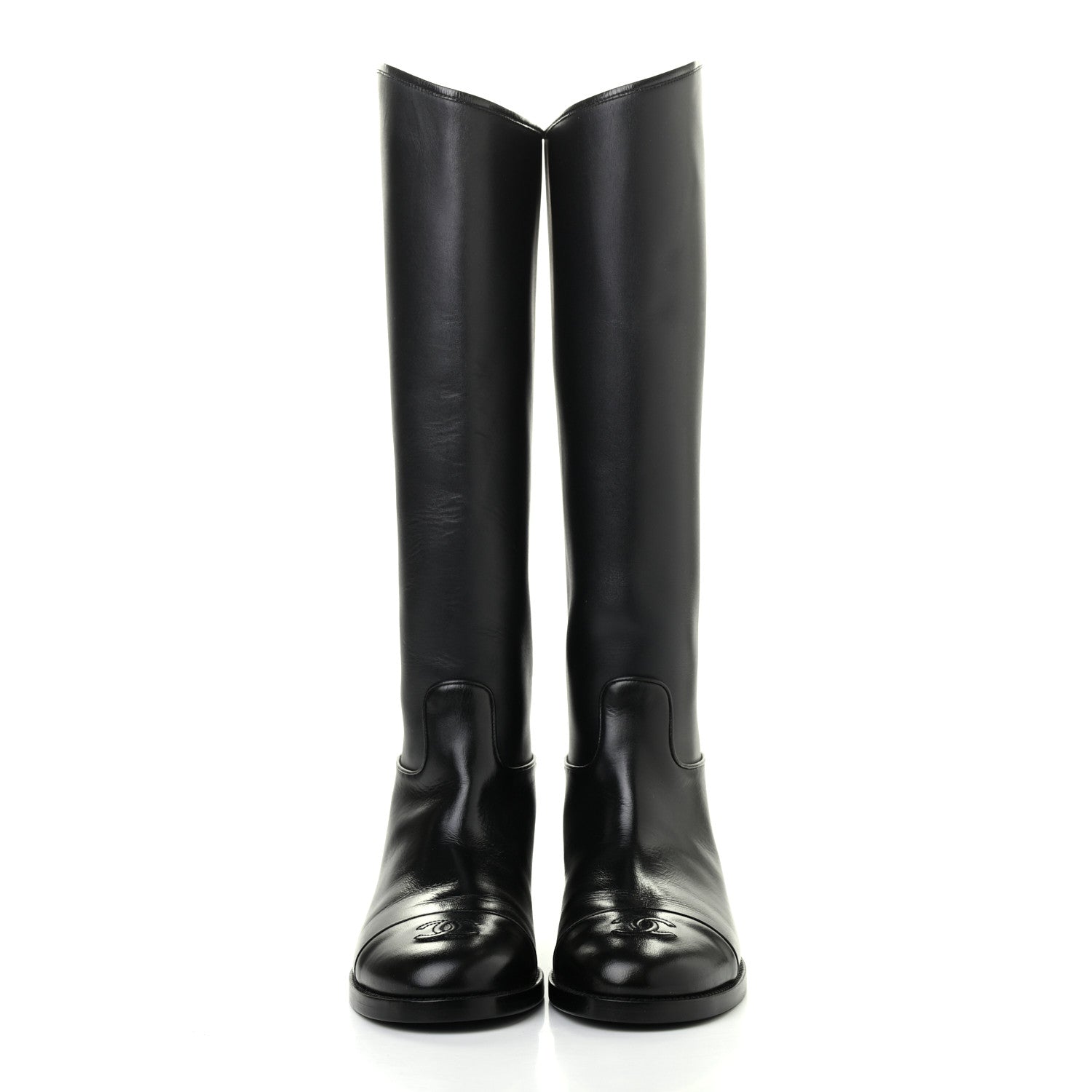 Chanel Calfskin CC High Boots 37.5 Black 2 of 12