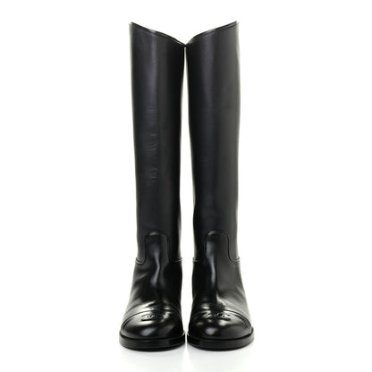 Chanel Calfskin CC High Boots 37.5 Black 2 of 12