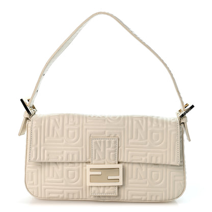 Fendi Nappa Logo Embossed Baguette White 1 of 13