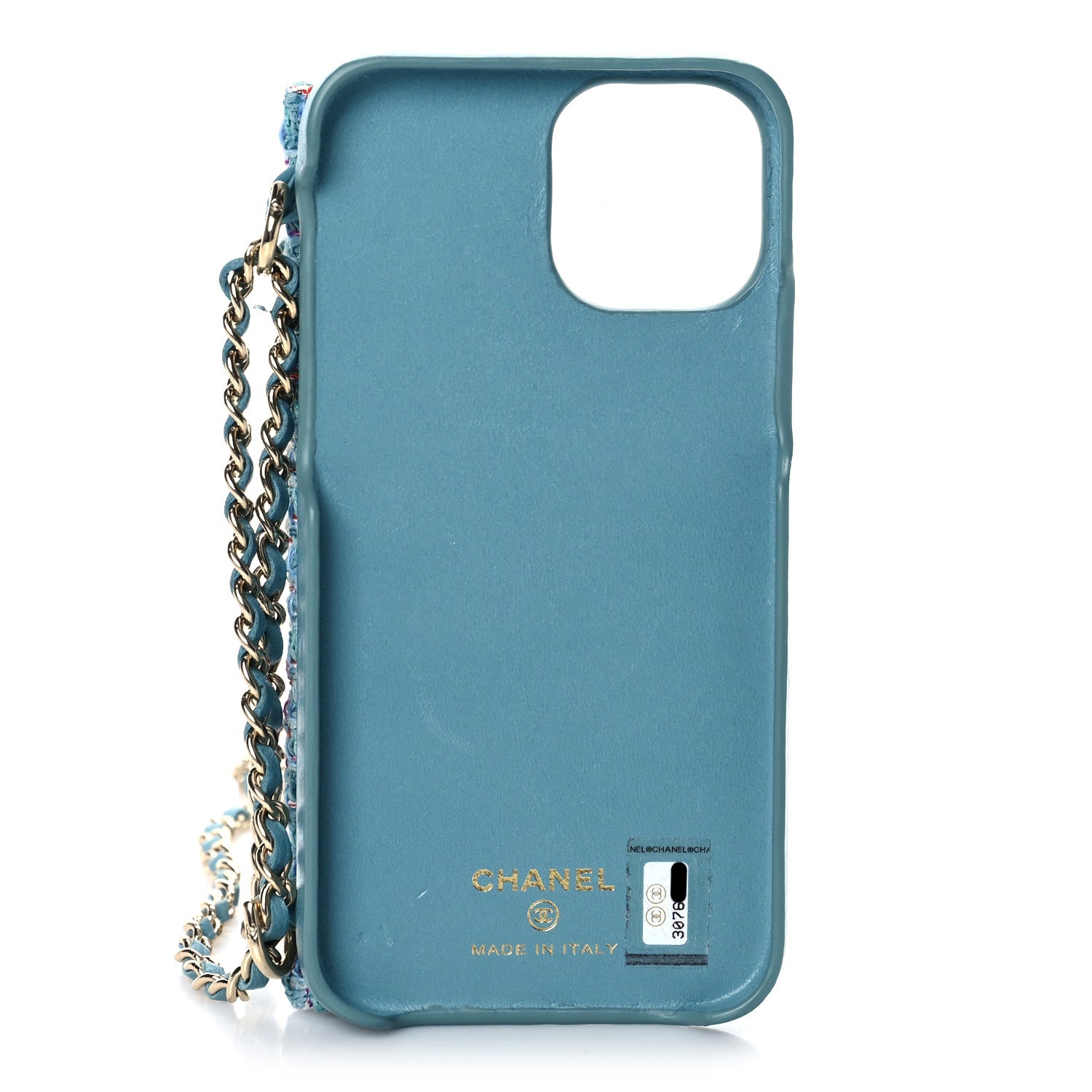 Chanel Tweed Quilted iPhone XII Pro Case With Chain Turquoise Purple White Red 5 of 8
