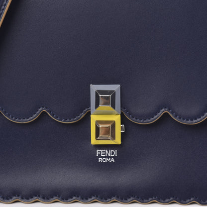 Fendi Vitello Liberty Scalloped Studded Kan I Shoulder Bag Blueberry 10 of 10
