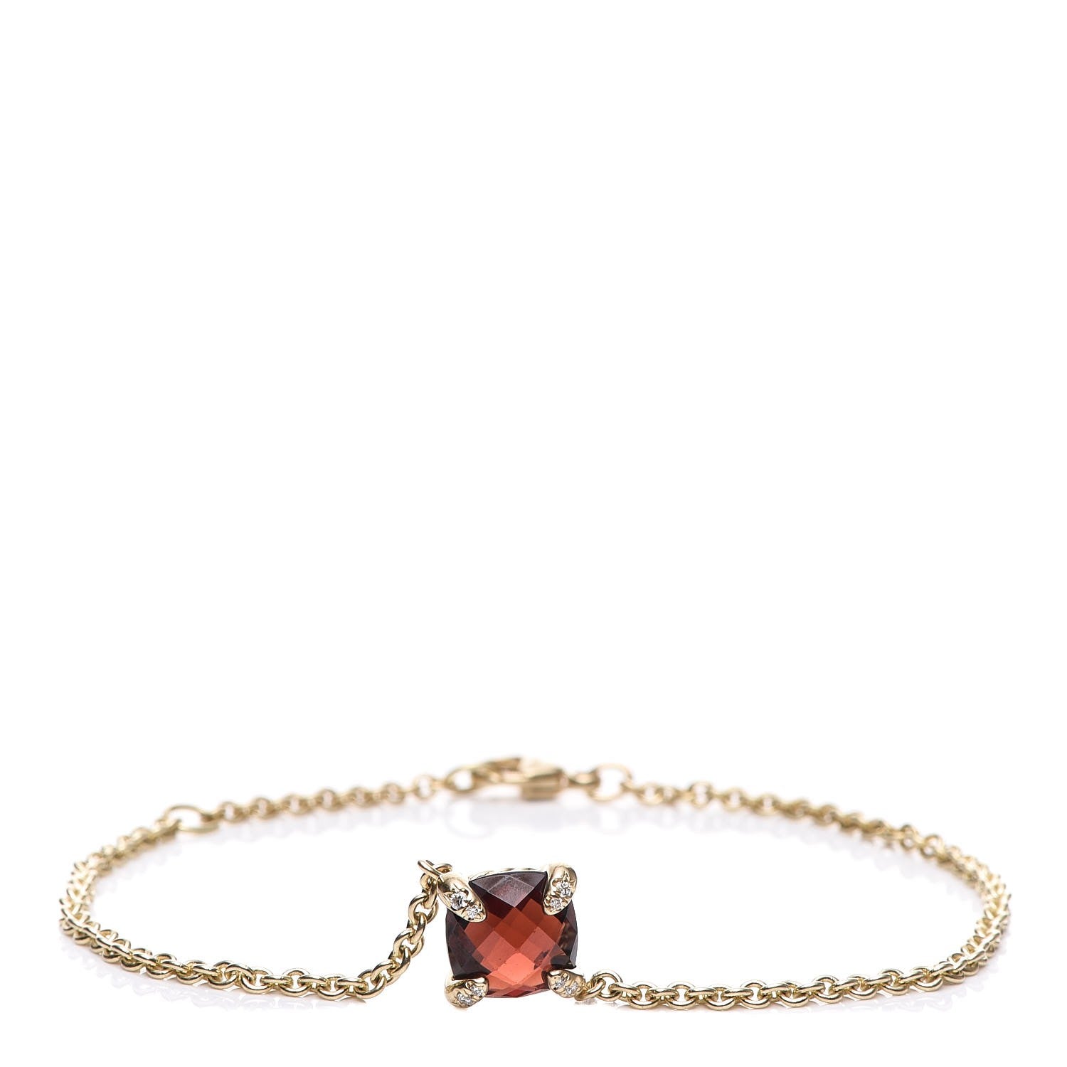 David Yurman 18K Yellow Gold Diamond Garnet Chatelaine Bracelet 6 of 11