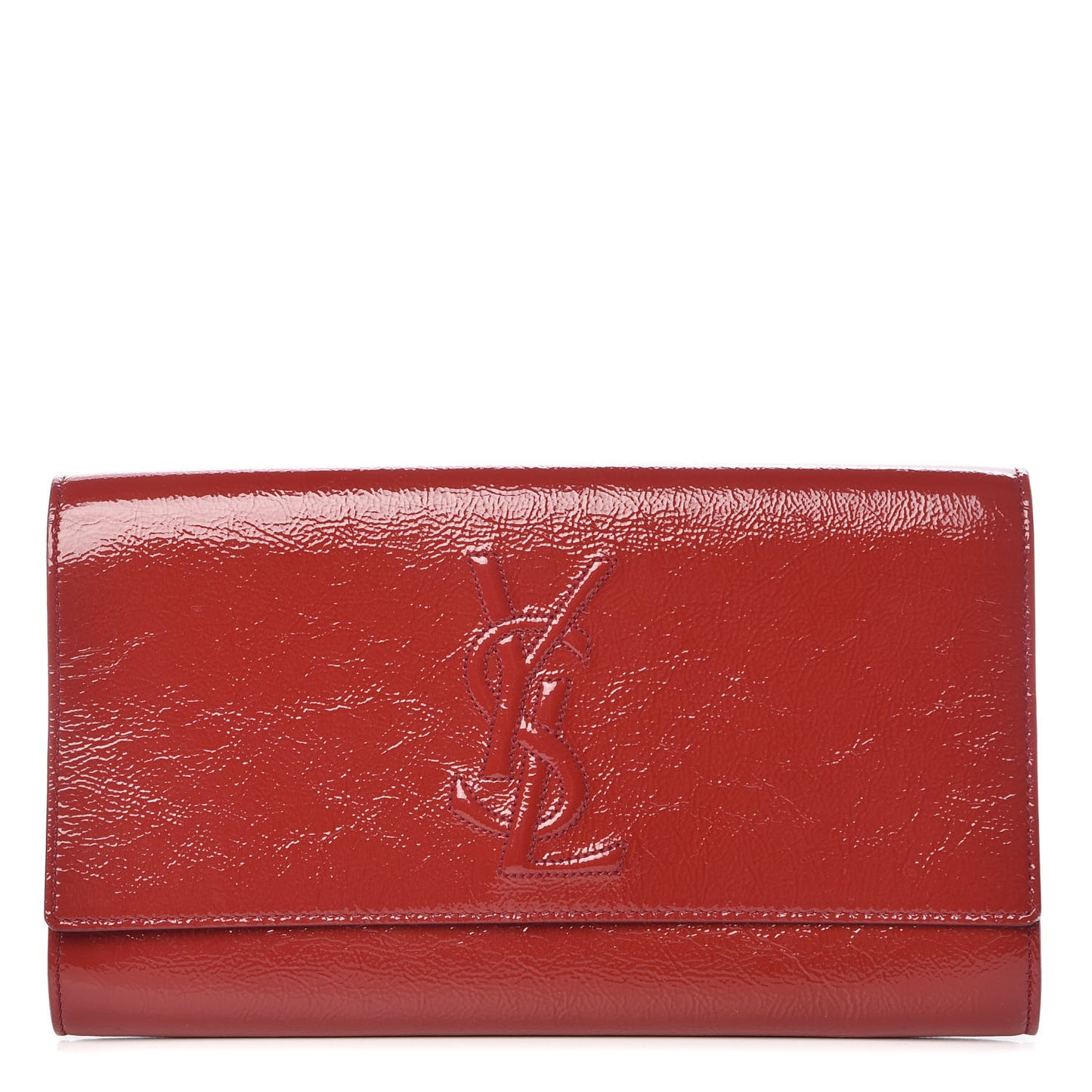 Textured Patent Monogram Large Belle De Jour Clutch Red