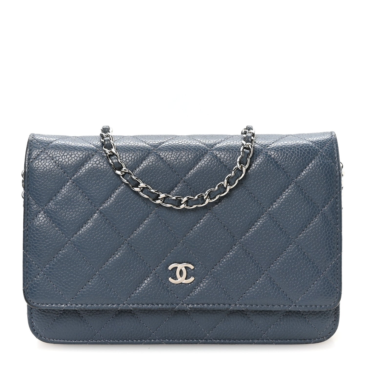 Chanel Caviar Quilted Wallet on Chain WOC Blue 1 of 12