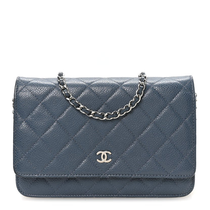 Chanel Caviar Quilted Wallet on Chain WOC Blue 1 of 12