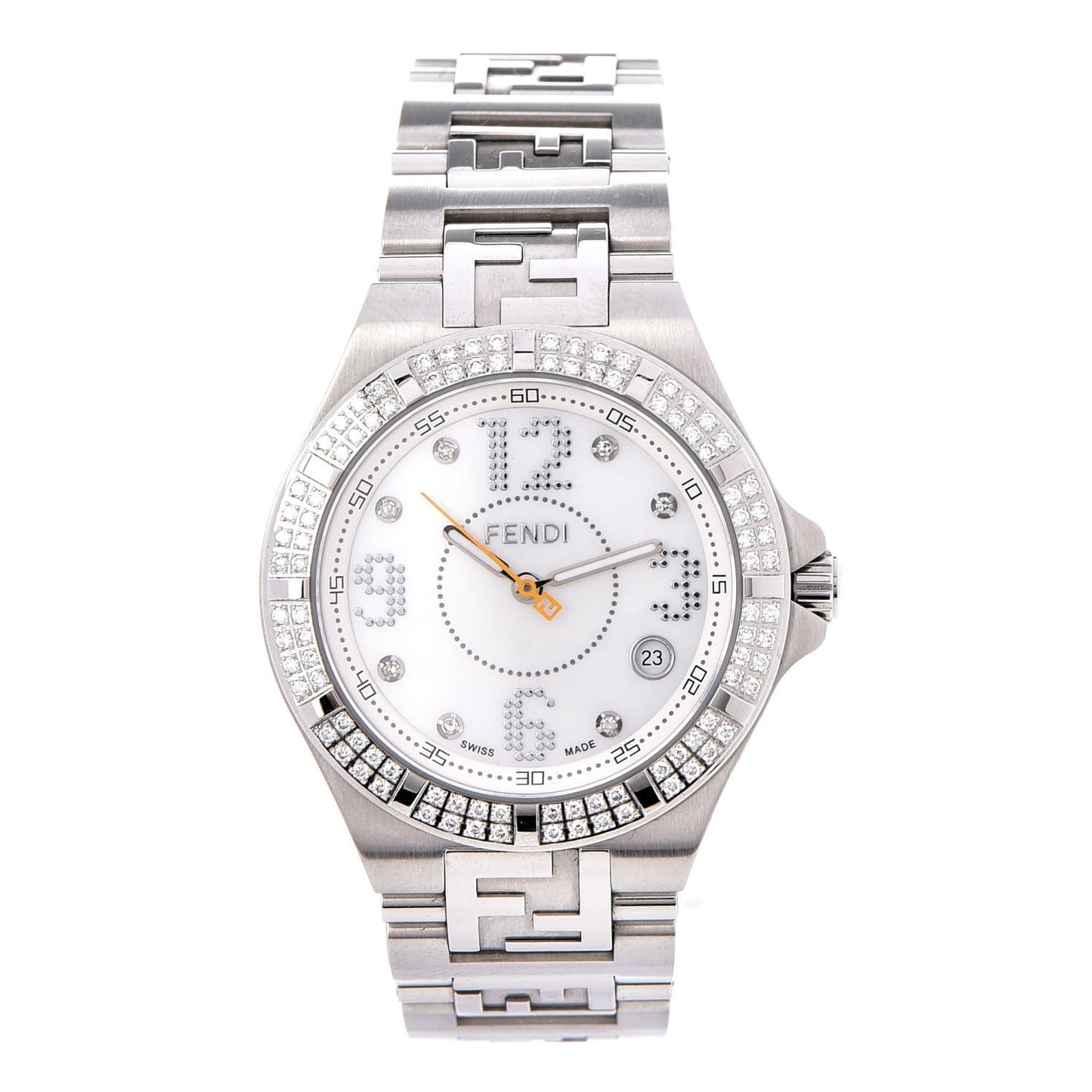 Stainless Steel Diamond Pave Bezel 33mm High Speed Quartz Watch