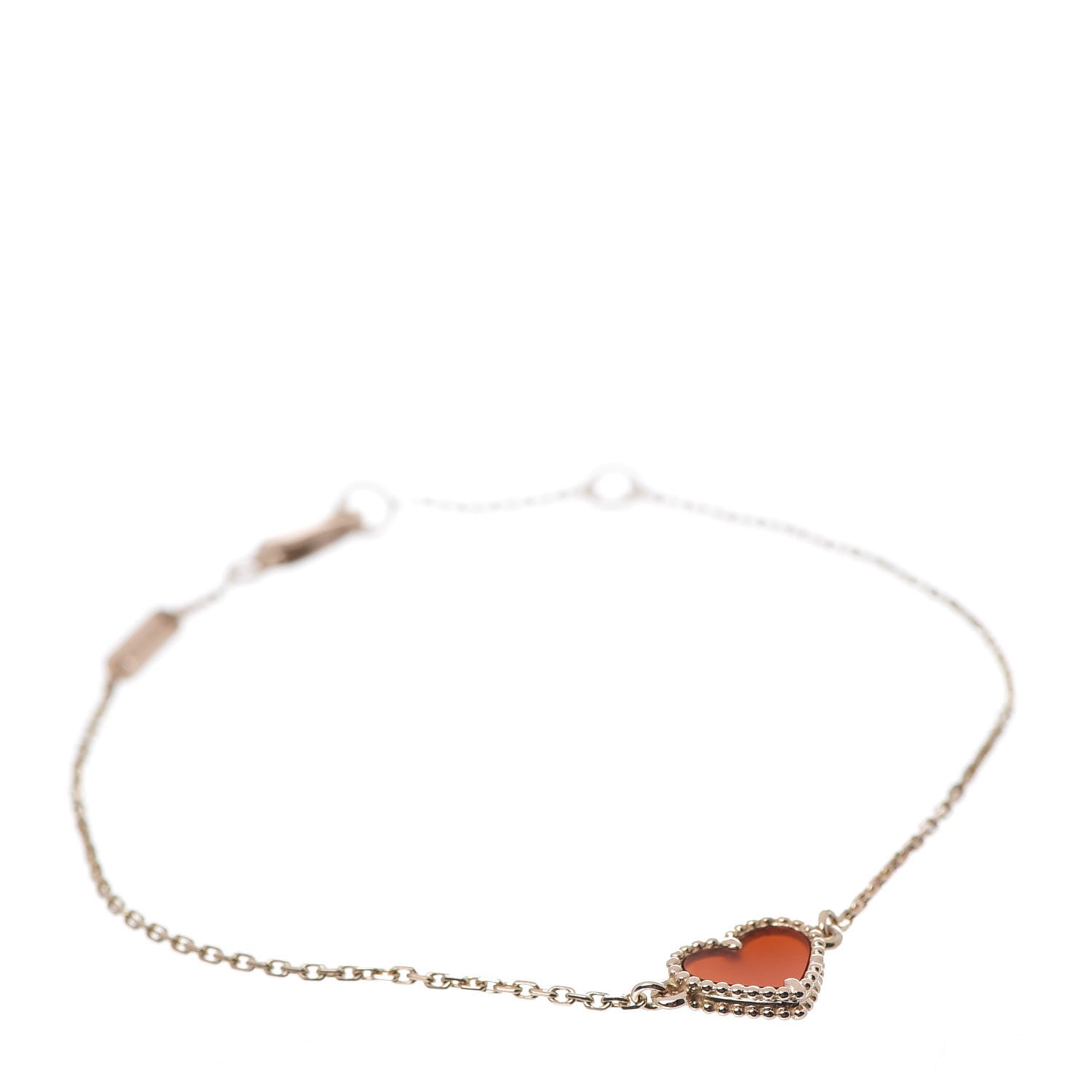 Van Cleef & Arpels 18K Rose Gold Carnelian Sweet Alhambra Heart Bracelet 1 of 6