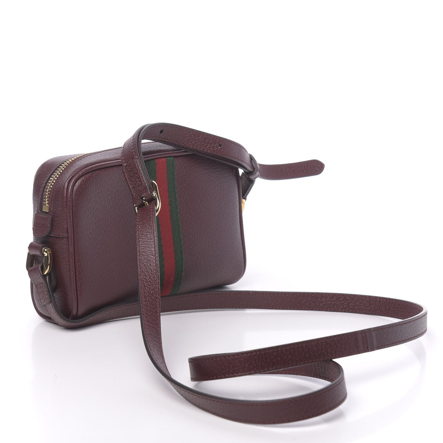 Gucci Calfskin Web Mini Ophidia Shoulder Bag Vintage Bordeaux 3 of 11