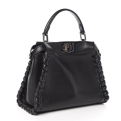 Fendi Nappa Lace Up Mini Peekaboo Iconic Satchel Black 3 of 13