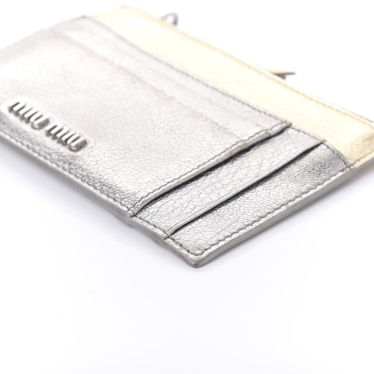 Metallic Madras Colour Zip Card Case Chrome Gold