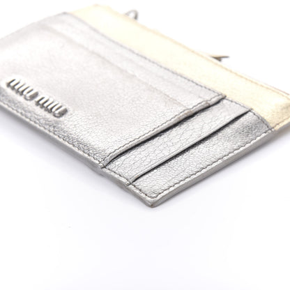 Miu Miu Metallic Madras Colour Zip Card Case Chrome Gold 7 of 10