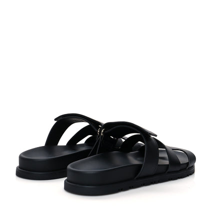 Hermes Calfskin Womens Chypre Sandals 37 Black 4 of 8