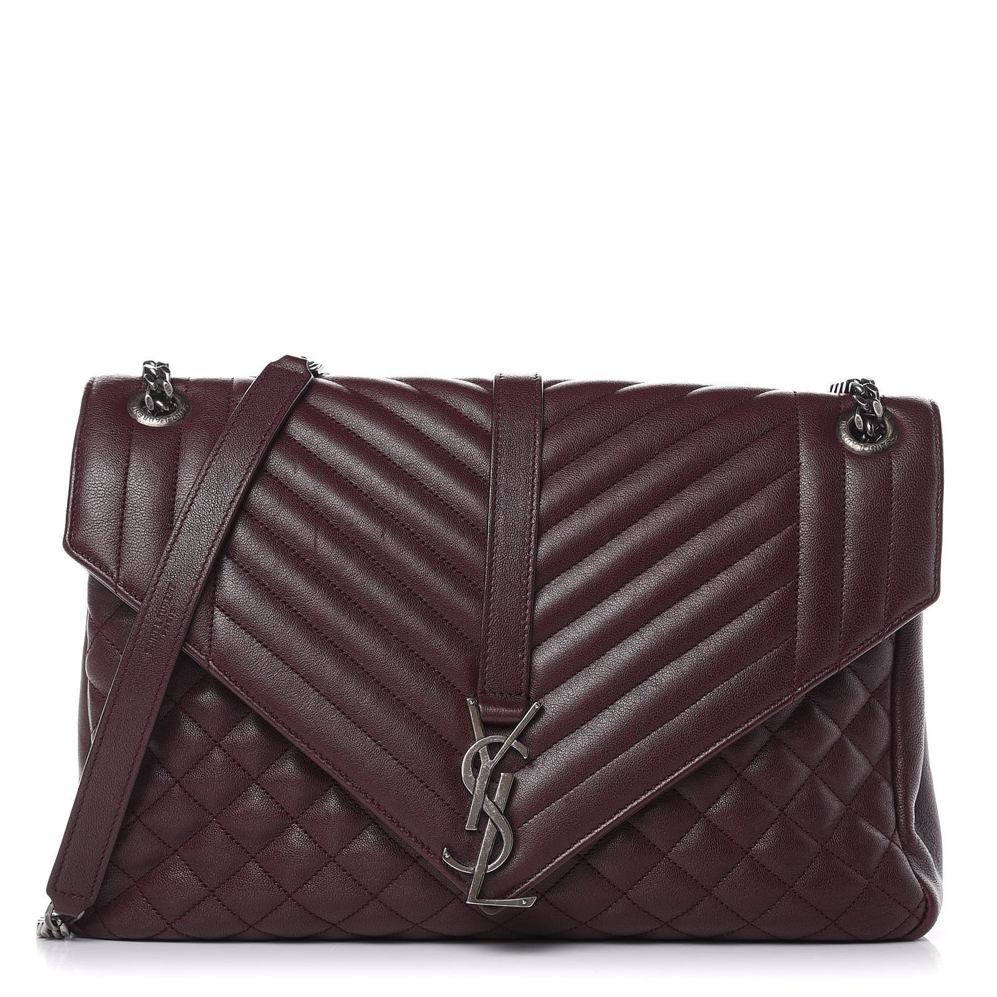 Calfskin Mixed Matelasse Triquilt Large Monogram Envelope Satchel Bordeaux