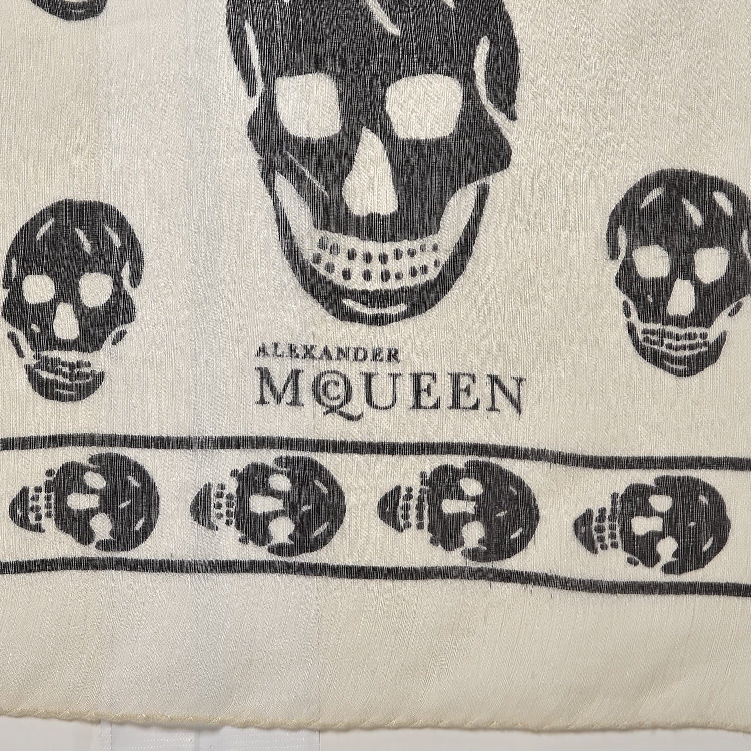 Alexander McQueen Silk Chiffon Skull Scarf Ivory Black 4 of 5