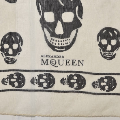 Alexander McQueen Silk Chiffon Skull Scarf Ivory Black 4 of 5