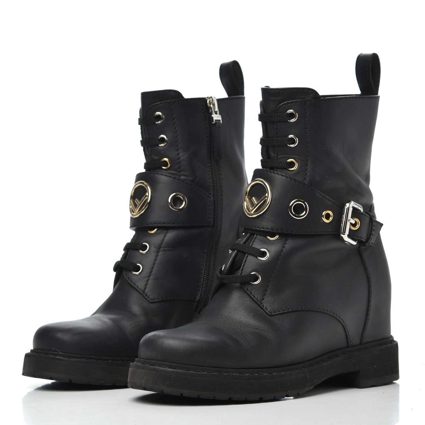 Calfskin Combat Boots 36.5 Black