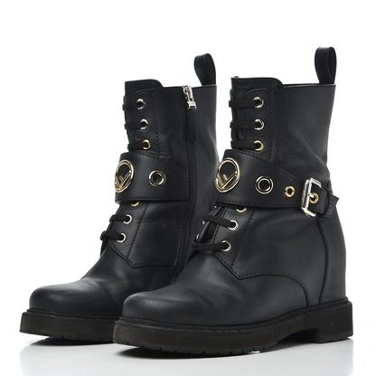 Fendi Calfskin Combat Boots 36.5 Black 3 of 17